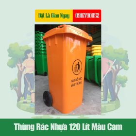 Thùng Rác Nhựa 120 Lít Cam- Giao Hàng Nhanh Chóng