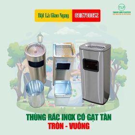 Đa Dạng Kích Cỡ Thùng Rác Inox Có Gạt Tàn Thuốc