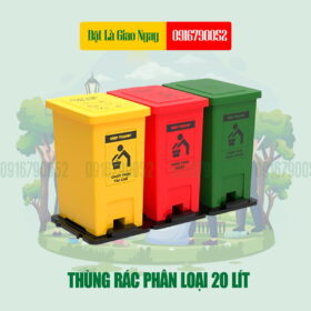 Bộ 3 Ngăn Thùng Rác Phân Loại 60 Lít ( 20 Lít / Ngăn)